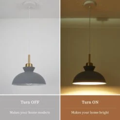 1-Light Simple Gray Single Dome Pendant Light With Metal Shade -Lamp Parts gray adsensty pendant lights hd3 gy zjd00060 a0 1000