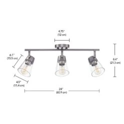 Globe Electric 2 Ft. Contemporary Gray Pewter Indoor Hard Wired Track Lighting Kit With Clear Glass Shades, Step Heads -Lamp Parts gray globe electric track lighting kits 91005484 1f 1000
