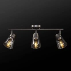 Globe Electric 2 Ft. Contemporary Gray Pewter Indoor Hard Wired Track Lighting Kit With Clear Glass Shades, Step Heads -Lamp Parts gray globe electric track lighting kits 91005484 40 1000