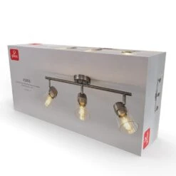 Globe Electric 2 Ft. Contemporary Gray Pewter Indoor Hard Wired Track Lighting Kit With Clear Glass Shades, Step Heads -Lamp Parts gray globe electric track lighting kits 91005484 4f 1000