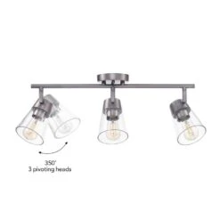 Globe Electric 2 Ft. Contemporary Gray Pewter Indoor Hard Wired Track Lighting Kit With Clear Glass Shades, Step Heads -Lamp Parts gray globe electric track lighting kits 91005484 fa 1000