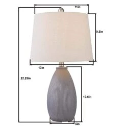 22 In. Gray Vintage Dimmable Ceramic Bedroom Living Room Bedside Desk Nightstand Table Lamps (Set Of 2) -Lamp Parts gray maxax table lamps t24 gy 40 1000