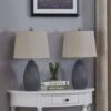 22 In. Gray Vintage Dimmable Ceramic Bedroom Living Room Bedside Desk Nightstand Table Lamps (Set Of 2)