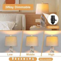Salem 24 In. Gray Modern Dimmable Resin Bedroom Living Room Bedside Desk Nightstand Table Lamps Usb Port Set Of 2 -Lamp Parts gray maxax table lamps t243 gy 1d 1000
