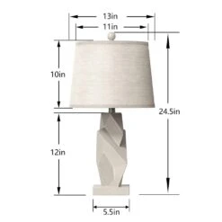 Salem 24 In. Gray Modern Dimmable Resin Bedroom Living Room Bedside Desk Nightstand Table Lamps Usb Port Set Of 2 -Lamp Parts gray maxax table lamps t243 gy a0 1000
