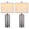 26'' Modern Grey Glass Table Lamps Set Of 2,3-Way Dimmable Bedside Lamps With USB A+C Ports& Touch Control For Bedroom
