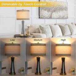 27.4in.Gray Glass Table Lamps Set (Set Of 2) With USB Ports 3-Way Dimmable Touch Control Nightstand Lamp -Lamp Parts gray table lamps xmybltdyhs 44 1000