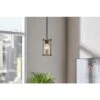 Richland 1-Light Grey Wood Finish Shaded Mini-Pendant With Clear Seedy Glass -Lamp Parts gray wood hampton bay pendant lights ksf8901ax 01 64 1000