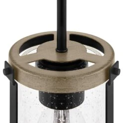 Richland 1-Light Grey Wood Finish Shaded Mini-Pendant With Clear Seedy Glass -Lamp Parts gray wood hampton bay pendant lights ksf8901ax 01 a0 1000