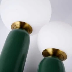 19 In. Green Table Lamps With Milk White Frosted Globe Glass Shade -Lamp Parts green desk lamps hd ds80012 gn 4f 1000
