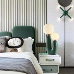 19 In. Green Table Lamps With Milk White Frosted Globe Glass Shade -Lamp Parts green desk lamps hd ds80012 gn 76 1000