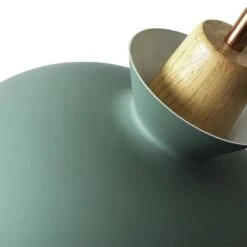 Potlid Scandinavian 1-Light Dome Pendant Light Green Barn Hanging Light With Wood Accent For Kitchen Island, Restaurant -Lamp Parts green huoku pendant lights pd1064051 c3 1000