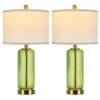 26'' Modern Green Glass Table Lamps Set Of 2,3-Way Dimmable Bedside Lamps With USB A+C Ports& Touch Control For Bedroom -Lamp Parts green rottogoon table lamps wtlp479ag2 64 1000