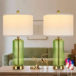 26'' Modern Green Glass Table Lamps Set Of 2,3-Way Dimmable Bedside Lamps With USB A+C Ports& Touch Control For Bedroom 11 26'' Modern Green Glass Table Lamps Set Of 2,3-Way Dimmable Bedside Lamps With USB A+C Ports& Touch Control For Bedroom -Lamp Parts green rottogoon table lamps wtlp479ag2 e1 1000