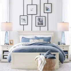 27 In. Contemporary Grey And Blue Table Lamps, 3-Way Dimmable Hand Crafted Nightstand Lamps With 2-USB Ports -Lamp Parts grey blue ltemziiy table lamps ts031 1f 1000