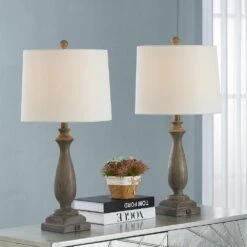 26.5 In. Gray Modern Dimmable Resin Bedroom Living Room Bedside Desk Nightstand Table Lamps USB Port (Set Of 2) 14 26.5 In. Gray Modern Dimmable Resin Bedroom Living Room Bedside Desk Nightstand Table Lamps USB Port (Set Of 2) -Lamp Parts grey maxax table lamps t79 gy 1d 1000