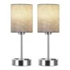 14.6 In. Grey Touch Table Lamps Set Of 2, Bedside Nightstand Lamps With USB Port And Power Outlet, 3 Way Dimmable