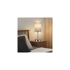 14.6 In. Grey Touch Table Lamps Set Of 2, Bedside Nightstand Lamps With USB Port And Power Outlet, 3 Way Dimmable -Lamp Parts grey rottogoon table lamps palp293ah2 77 1000
