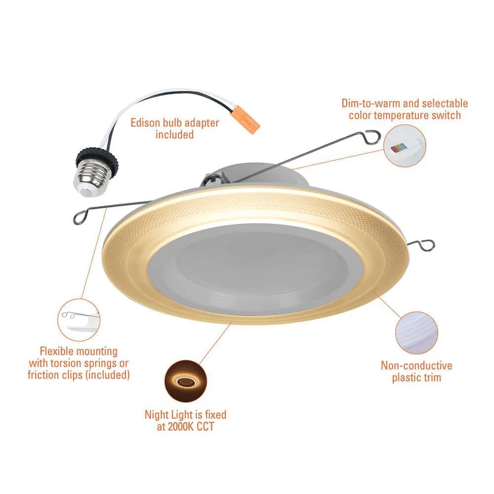 Halo 5/6 In. 10.9-Watt RL Night Light Recessed LED Retrofit Module, 1000-Lumens, Selectable CCT, D2W 6 Halo 5/6 In. 10.9-Watt RL Night Light Recessed LED Retrofit Module, 1000-Lumens, Selectable CCT, D2W - Image 4
