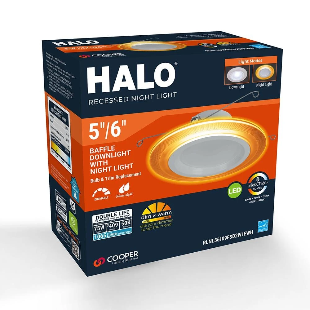 Halo 5/6 In. 10.9-Watt RL Night Light Recessed LED Retrofit Module, 1000-Lumens, Selectable CCT, D2W 4 Halo 5/6 In. 10.9-Watt RL Night Light Recessed LED Retrofit Module, 1000-Lumens, Selectable CCT, D2W - Image 2