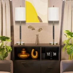 Wisteria 28 In. 1-Light Black And Gold Buffet Lamps (set Of 2) -Lamp Parts hampton bay lamp sets 24223 000 31 1000