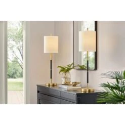 Wisteria 28 In. 1-Light Black And Gold Buffet Lamps (set Of 2)