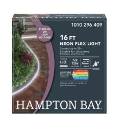 1000 Lumen 16 Ft. White Adjustable Light Color 120V Plug-in Or 12V Neon Flex LED Weather Resistant Outdoor Rope Light -Lamp Parts hampton bay rope lights nf165ccthd 40 1000