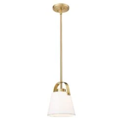 Z-Studio Linen Pendant 8 In. 1-Light Heritage Brass Pendant Light With Ivory Fabric Shade With No Bulbs Included -Lamp Parts heritage brass pendant lights 743p8 hbr 4f 1000