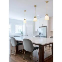 Z-Studio Linen Pendant 8 In. 1-Light Heritage Brass Pendant Light With Ivory Fabric Shade With No Bulbs Included -Lamp Parts heritage brass pendant lights 743p8 hbr 76 1000