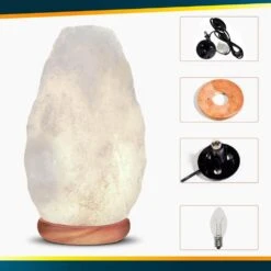 6 In. White Crystal Salt Lamp -Lamp Parts himalayan glow novelty lights h 1041 c3 1000