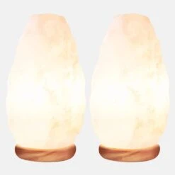 10 In. 5 Lbs. To 7 Lbs. Salt Lamp White Tall Natural Salt Night Light, Hand Crafted Salt Lamp Bulb Dimmer Switch