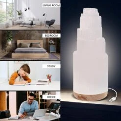 WBM 9 In. Crystal Selenite LED Lamp With USB Port (6-8 Lbs.) -Lamp Parts himalayan glow novelty lights hd 1051 76 1000