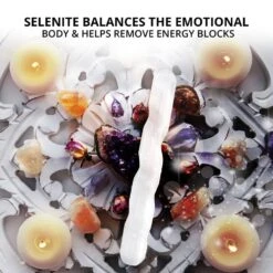 Selenite Crystal Round Spiral Wand 6 Inches, Best For Home Decor -Lamp Parts himalayan glow novelty lights hd 1063b 44 1000