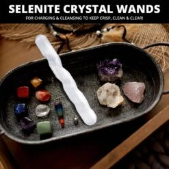 Selenite Crystal Round Spiral Wand 6 Inches, Best For Home Decor -Lamp Parts himalayan glow novelty lights hd 1063b 4f 1000