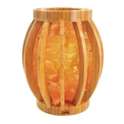 7.72 In. 7 Lbs. 9 Lbs. Pink Bamboo Style Basket Salt Lamp With Crystal Salt Chunks
