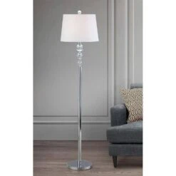 Taranto 61 In. H Chrome Crystal Balls Table And Floor Lamps (3-Pieces Set) -Lamp Parts homeglam lamp sets hl7060st3 1f 1000