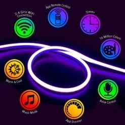 Smart Outdoor/Indoor 16 Ft. Plug-in Color Changing Light LED Rope Light (Works With Alexa And Google Assistant) 11 Smart Outdoor/Indoor 16 Ft. Plug-in Color Changing Light LED Rope Light (Works With Alexa And Google Assistant) -Lamp Parts ibright rope lights nsk 5m 72w 01 4f 1000