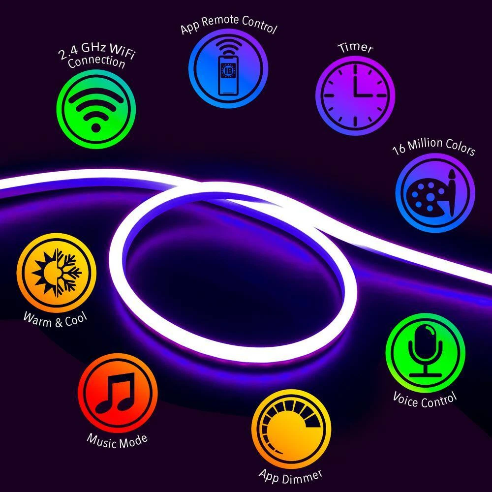 Smart Outdoor/Indoor 16 Ft. Plug-in Color Changing Light LED Rope Light (Works With Alexa And Google Assistant) 5 Smart Outdoor/Indoor 16 Ft. Plug-in Color Changing Light LED Rope Light (Works With Alexa And Google Assistant) - Image 3