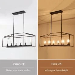 6-Light Imitation Wood Grain Square/Rectangle Pendant With Clear Glass, No Bulbs Included -Lamp Parts imitation wood grain adsensty pendant lights hd5 6iwg d0158m 1d 1000