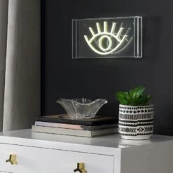 Eye 5.9 In. Yellow Contemporary Glam Acrylic Box USB Operated LED Neon Lamp 10 Eye 5.9 In. Yellow Contemporary Glam Acrylic Box USB Operated LED Neon Lamp -Lamp Parts jonathan y novelty lights nen1001a 40 1000