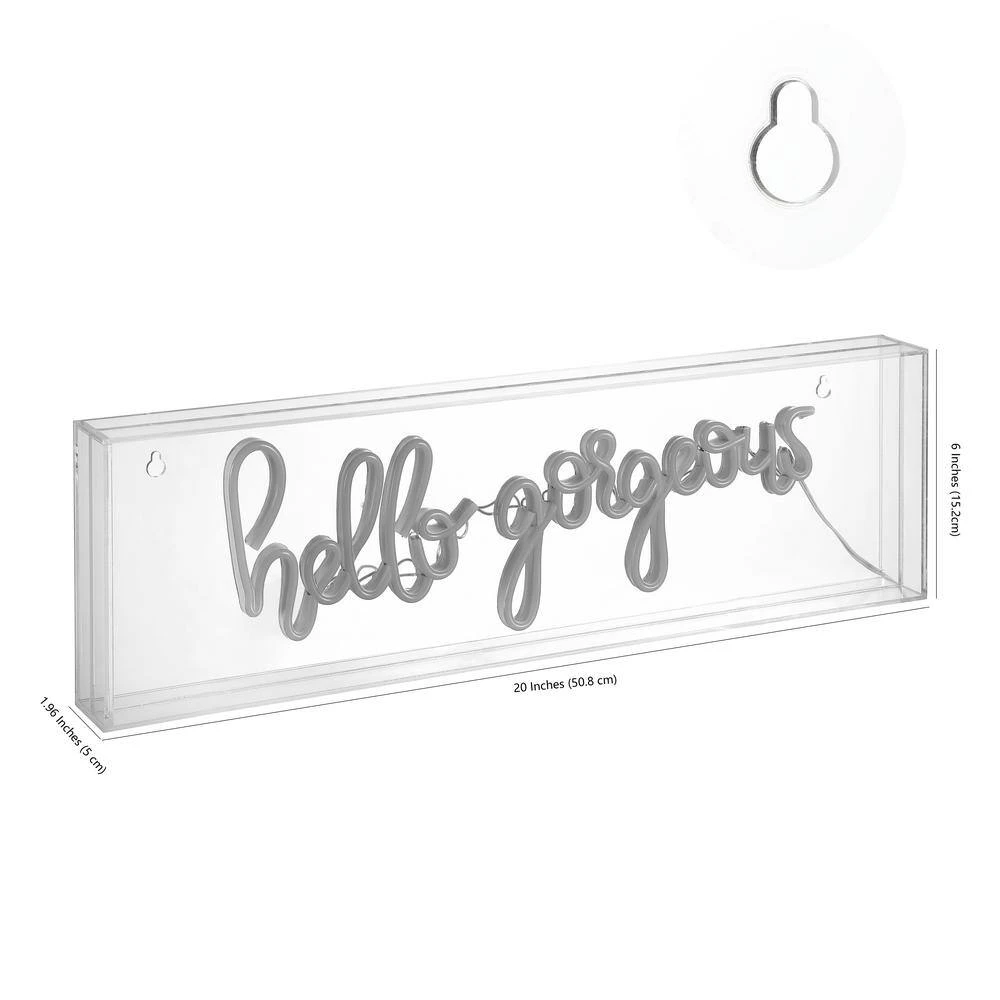 Hello Gorgeous 6 In. Yellow Contemporary Glam Acrylic Box USB Operated LED Neon Lamp 9 Hello Gorgeous 6 In. Yellow Contemporary Glam Acrylic Box USB Operated LED Neon Lamp - Image 7