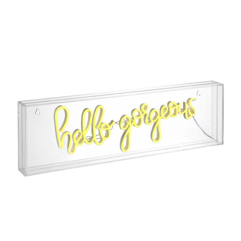 Hello Gorgeous 6 In. Yellow Contemporary Glam Acrylic Box USB Operated LED Neon Lamp 4 Hello Gorgeous 6 In. Yellow Contemporary Glam Acrylic Box USB Operated LED Neon Lamp - Image 2
