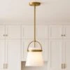 Tori Convertible Lacquered Brass+ Cased Opal Glass Pendant Light -Lamp Parts lacquered brass lark pendant lights 83057lcb 64 1000