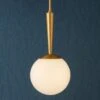 Izzy 1-Light Lacquered Brass Globe Pendant Light -Lamp Parts lacquered brass lark pendant lights 83507lcb 64 1000