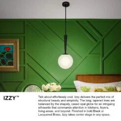 Izzy 1-Light Lacquered Brass Globe Pendant Light -Lamp Parts lacquered brass lark pendant lights 83507lcb d4 1000