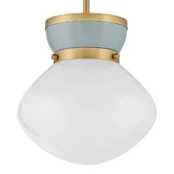 Lucy 1-Light Lacquered Brass Globe Pendant Light With Shade -Lamp Parts lacquered brass lark pendant lights 83607lcb sf 1f 1000