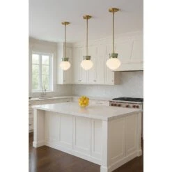 Lucy 1-Light Lacquered Brass Globe Pendant Light With Shade -Lamp Parts lacquered brass lark pendant lights 83607lcb sf 76 1000