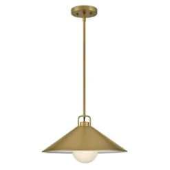 Milo Lacquered Brass Conical Shade Pendant Light