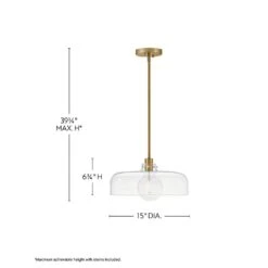 Maisie 1-Light Lacquered Brass Shaded Pendant Light With =Shade. 11 Maisie 1-Light Lacquered Brass Shaded Pendant Light With =Shade. -Lamp Parts lacquered brass w clear glass lark pendant lights 83497lcb 44 1000