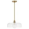 Maisie 1-Light Lacquered Brass Shaded Pendant Light With =Shade.